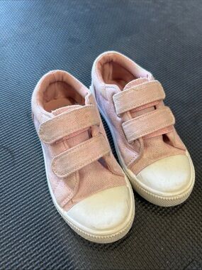 Kids Pink Velcro Canvas Sneakers